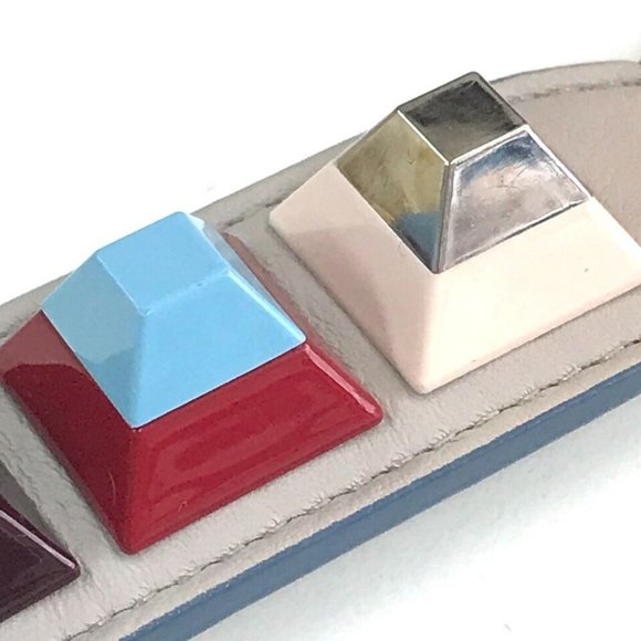 FENDI Strap you Studs Shoulder strap Leather Multicolore - Picture 12 of 16